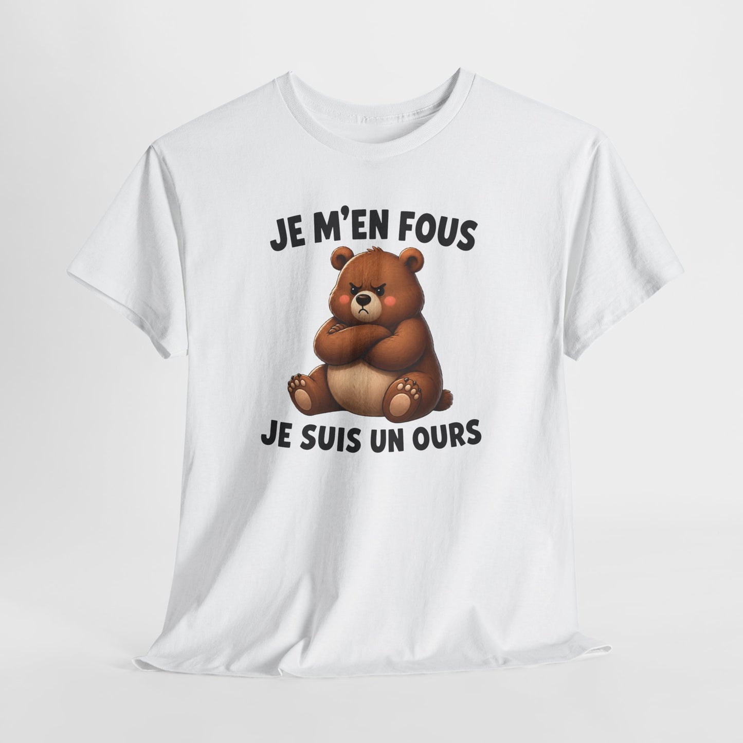 Tee Shirt Je M’En Fous Je Suis Un Ours – T-Shirt Humour Ours Grincheux – Cadeau Homme Femme Animal Mignon et Sarcastique