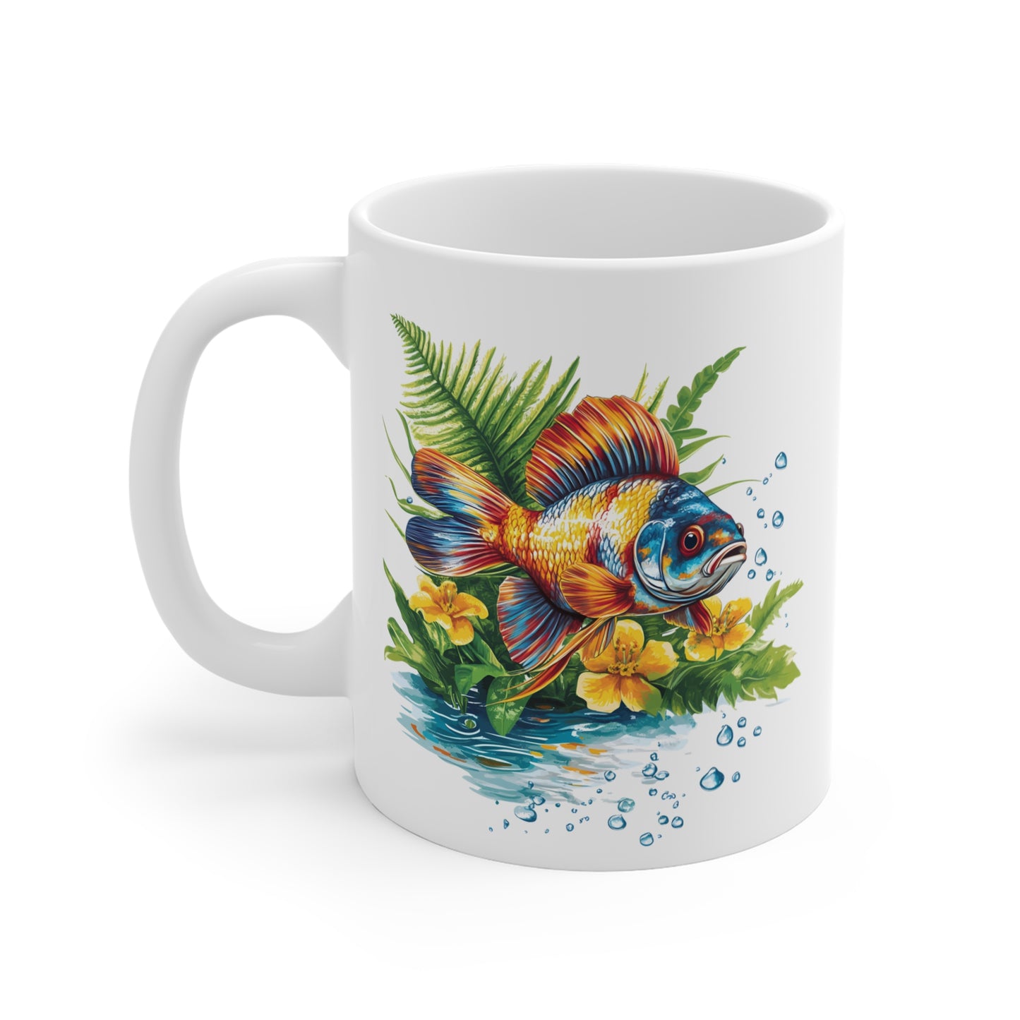 Tasse Poisson Tropical Artistique – Mug Céramique 325 ml – Design Aquarelle Coloré pour Amoureux de la Mer