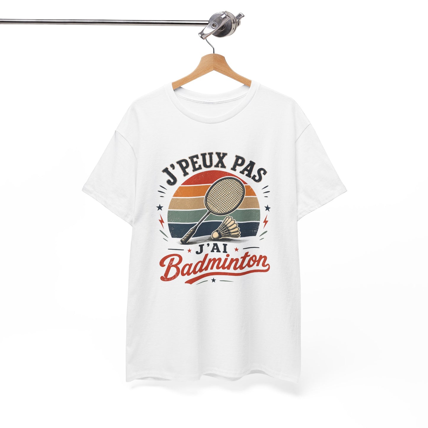 T-Shirt Badminton Homme Femme – J’Peux Pas J’Ai Badminton – Tee Shirt Raquette Volant Vintage Joueur Badiste Sport Entraînement Cadeau Passion Badminton
