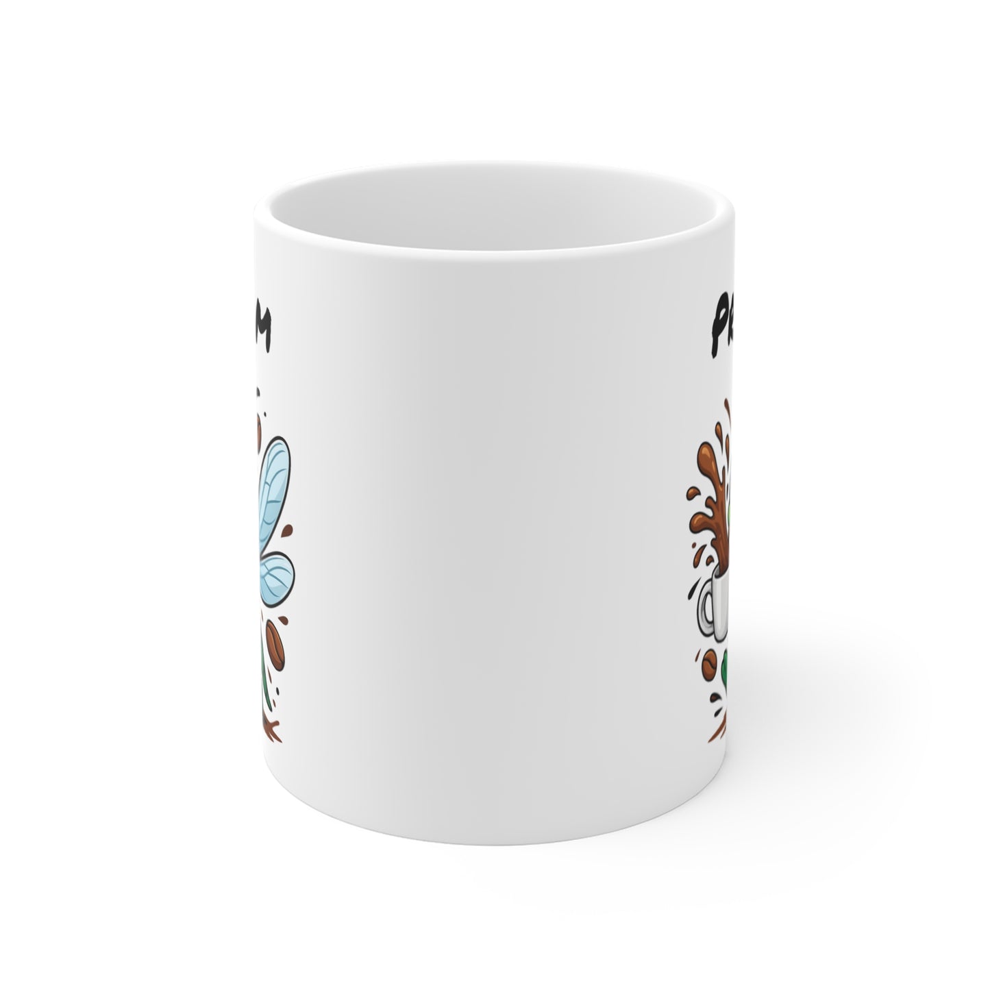 Mug Libellule Caféinée Personnalisable – Tasse Céramique 325ml avec Prénom – Design Cartoon Drôle