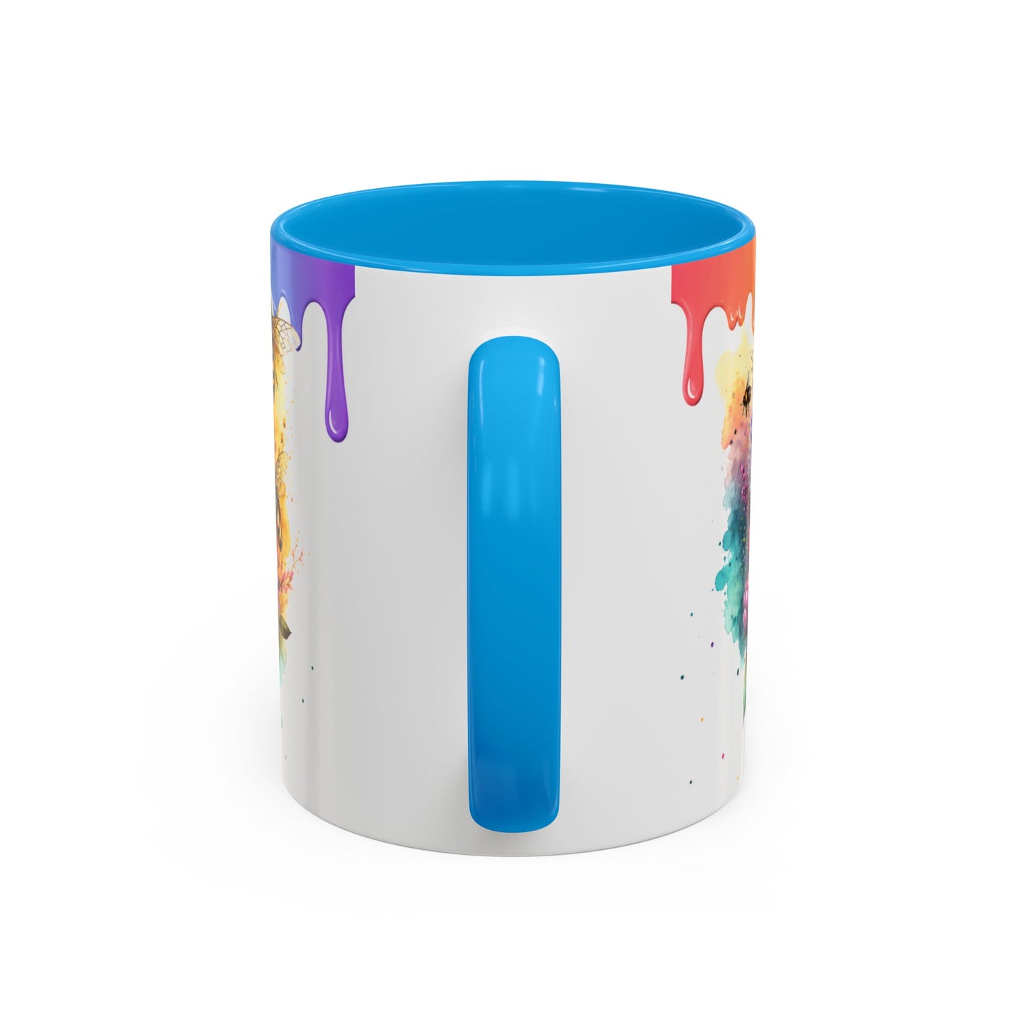 Tasse Abeilles Colorées – Mug Fleurs Aquarelle et Arc-en-Ciel – Cadeau Nature Femme Homme 325ml
