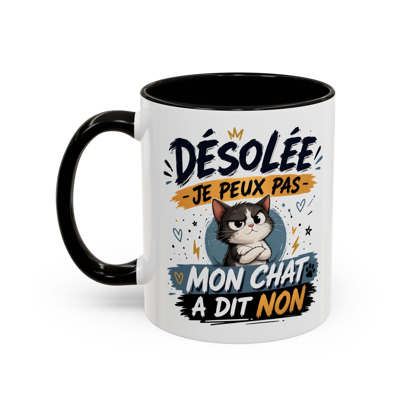 Tasse Désolée Je Peux Pas Mon Chat A Dit Non – Mug Humour Chat Mignon – Cadeau Amoureux des Chats 325ml