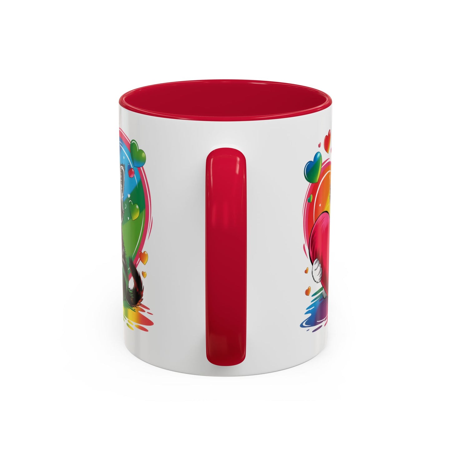 Mug Chat Kawaii avec Cœur Coloré Arc-en-Ciel – Tasse Mignonne Cadeau Original Amoureux des Chats – Céramique 325ml