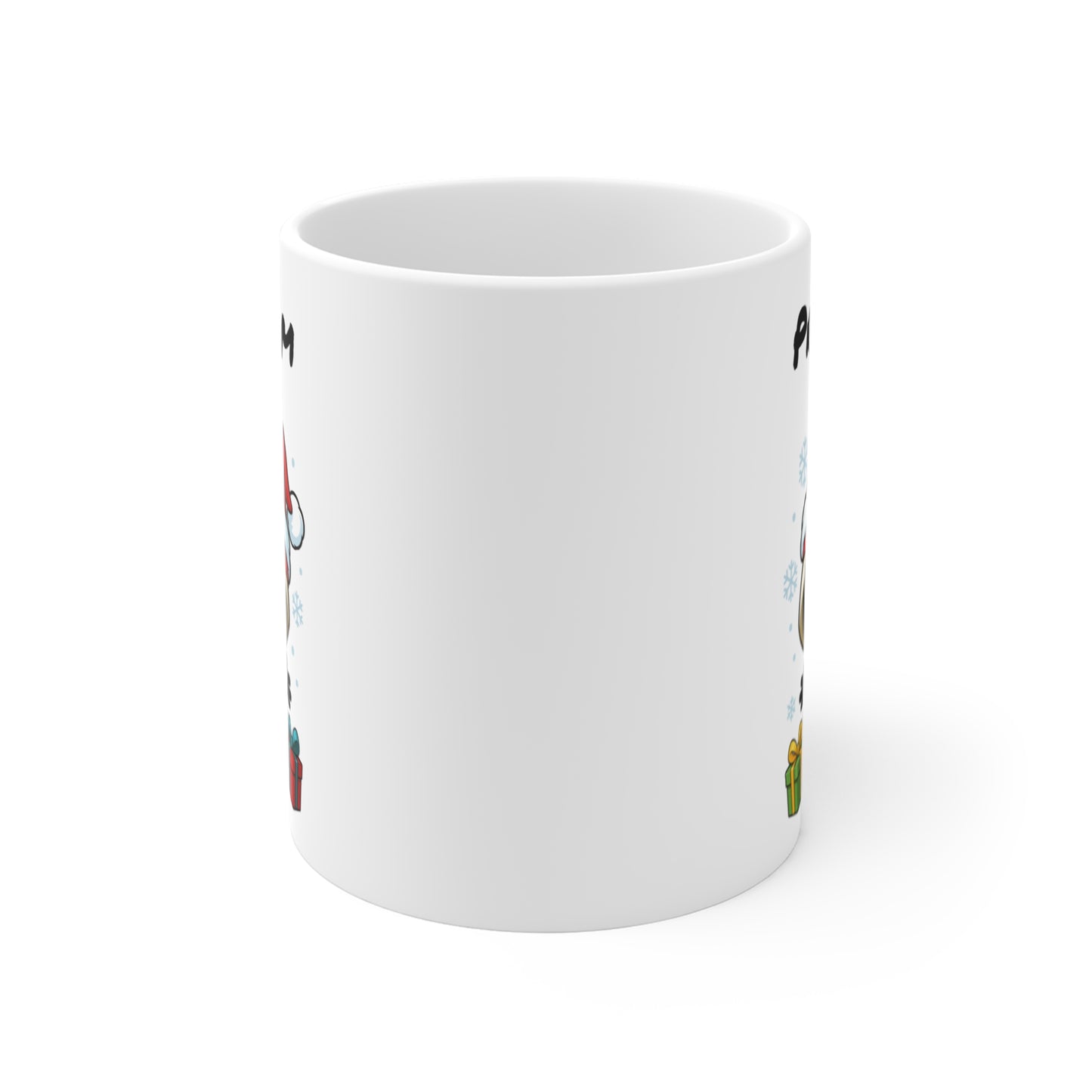 Tasse Personnalisable Calimero  Noël – Mug Prénom Festif Flocons et Cadeaux 325ml – Cadeau Original Hiver Café