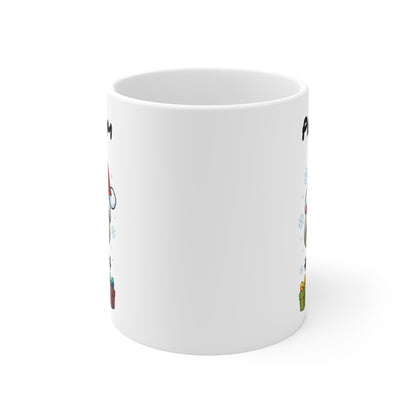 Tasse Personnalisable Calimero  Noël – Mug Prénom Festif Flocons et Cadeaux 325ml – Cadeau Original Hiver Café