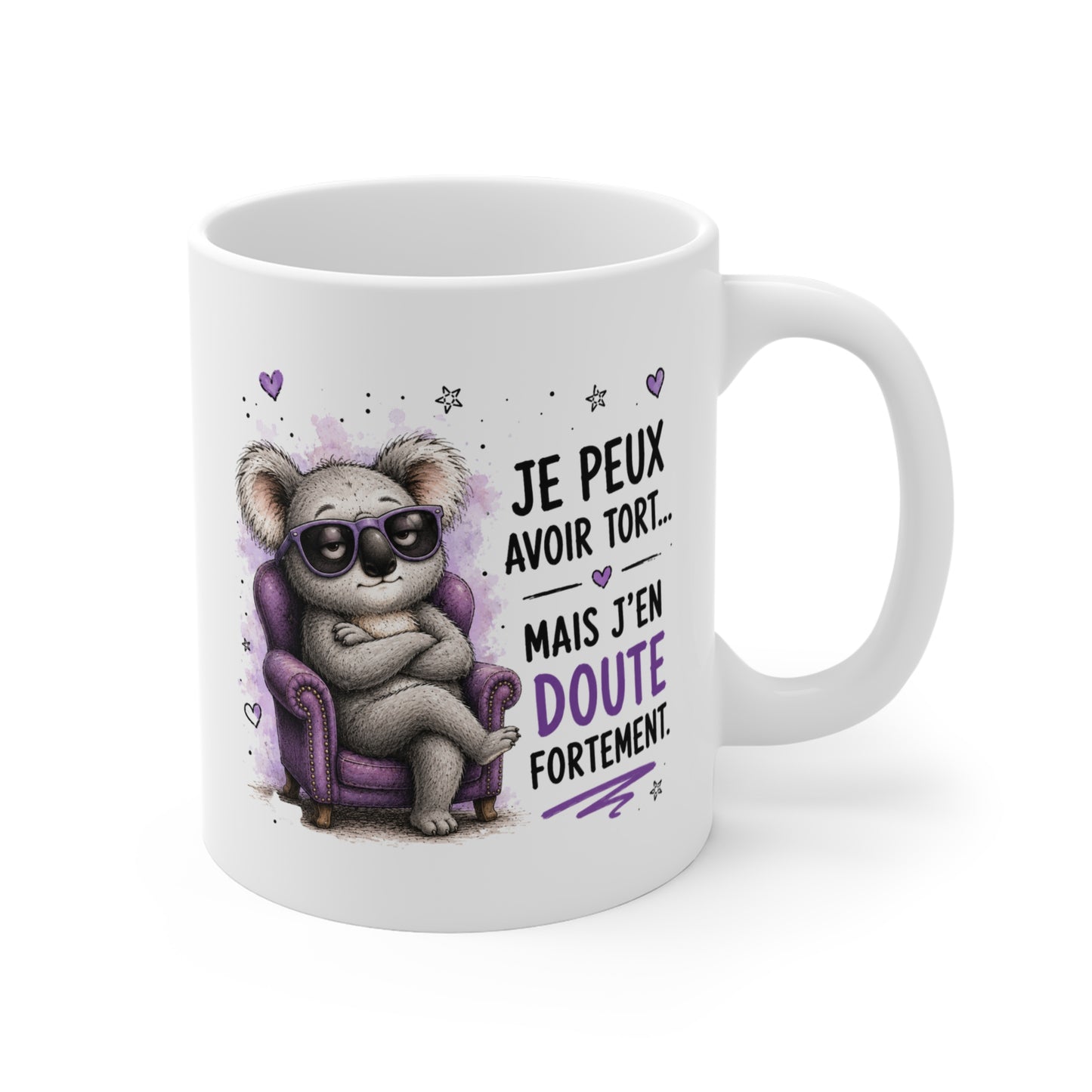 Tasse Je Peux Avoir Tort Mais J’en Doute Fortement – Mug Humour Koala – Cadeau Drôle Homme Femme 325 ml