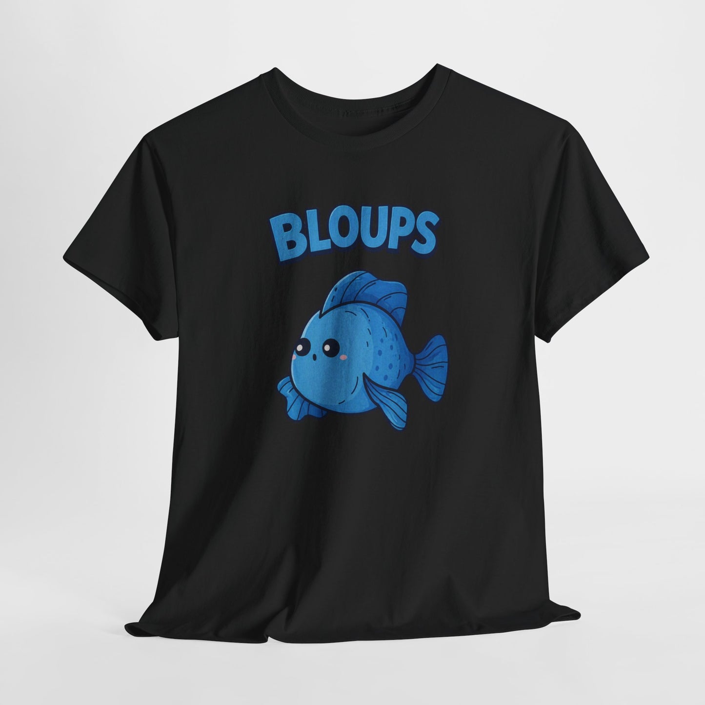 T-Shirt Humour Poisson Homme – Bloups Poisson Drôle Kawaii – Cadeau Original Amateur d’Aquarium et Animaux Marins