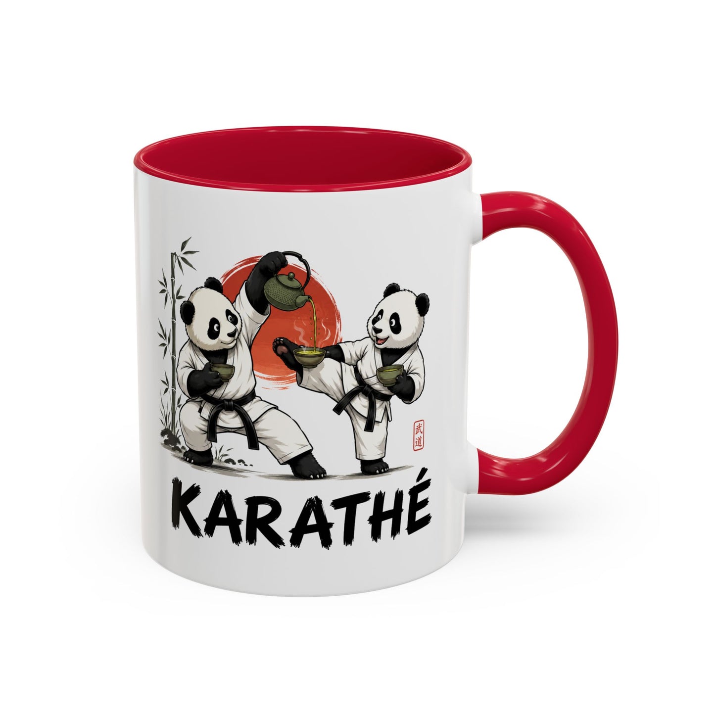 Mug Panda Karaté – Tasse Arts Martiaux Pandas et Thé Japonais – Cadeau Original Karatéka Homme et Femme Noir Bleu Rouge
