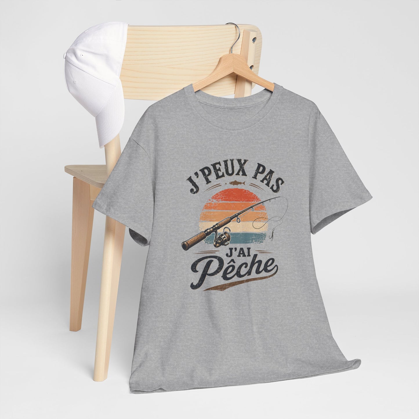 T-Shirt Pêche Humour Homme Femme – J’Peux Pas J’Ai Pêche – Tee Shirt Pêcheur Vintage