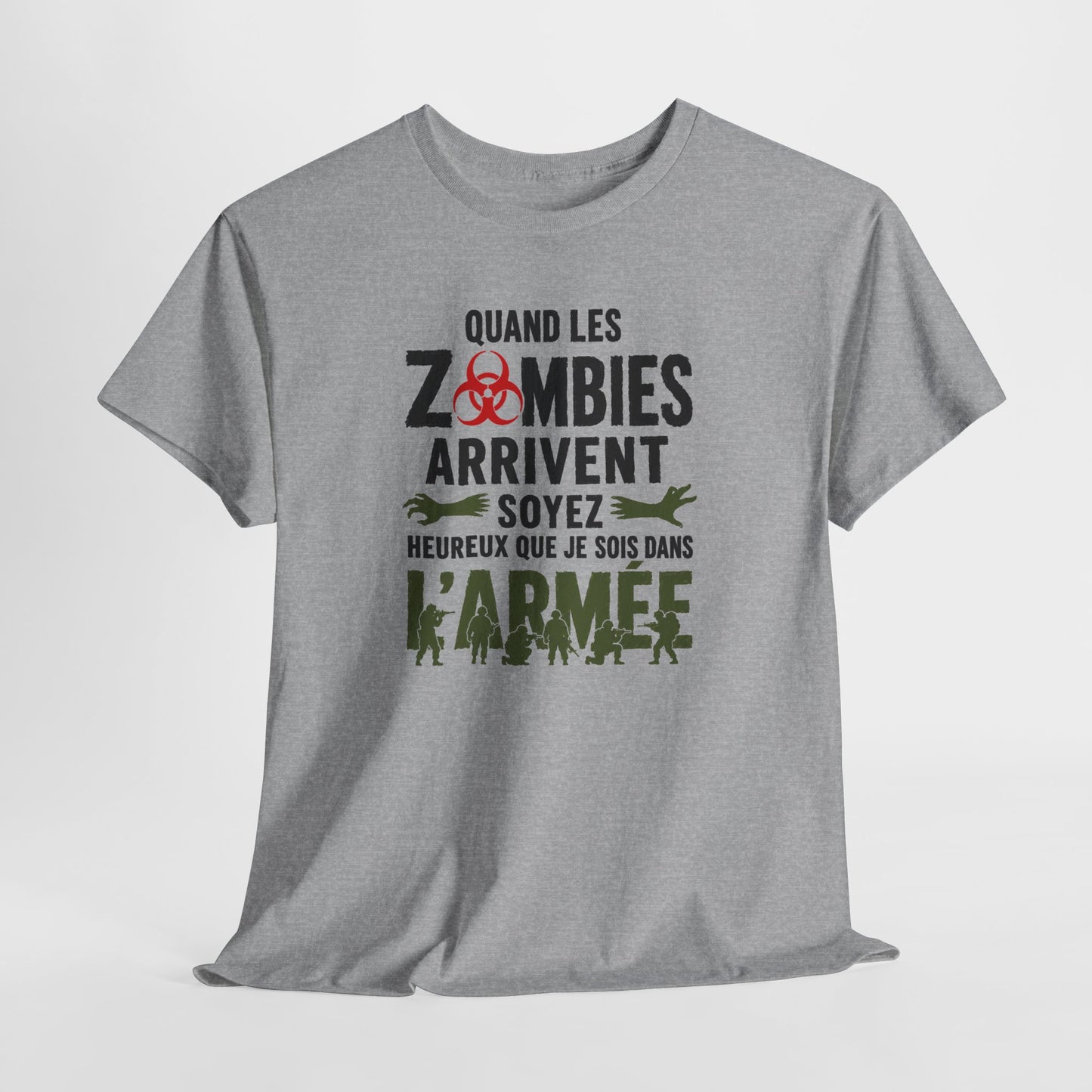 Tee Shirt Homme et Femme Zombie Armée Militaire Humour Survival Apocalypse Idée Cadeau