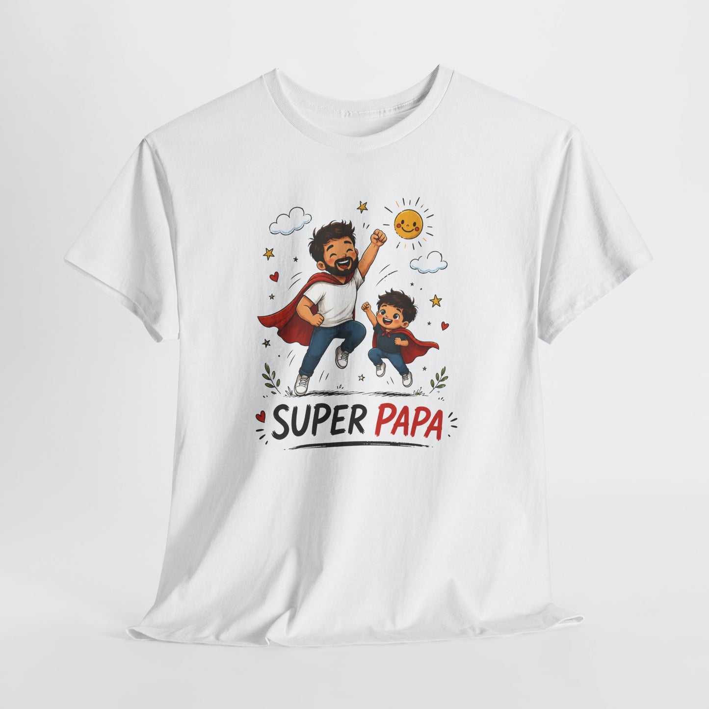 Tee-Shirt Super Papa – Cadeau Fête des Pères – Papa Héros avec Fils – Tee-Shirt Homme Amour Famille Père Enfant