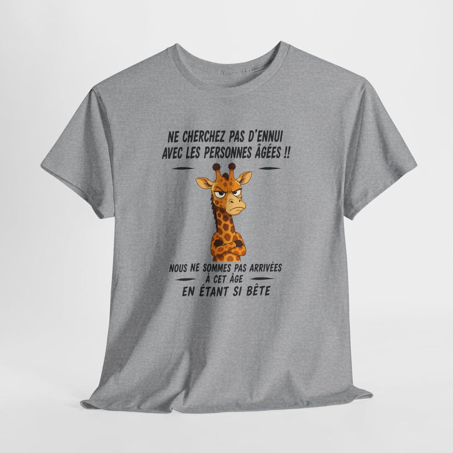 Tee-Shirt Humour Senior Retraité – Cadeau Homme Femme Personne Âgée – Girafe Drôle Anniversaire Retraite