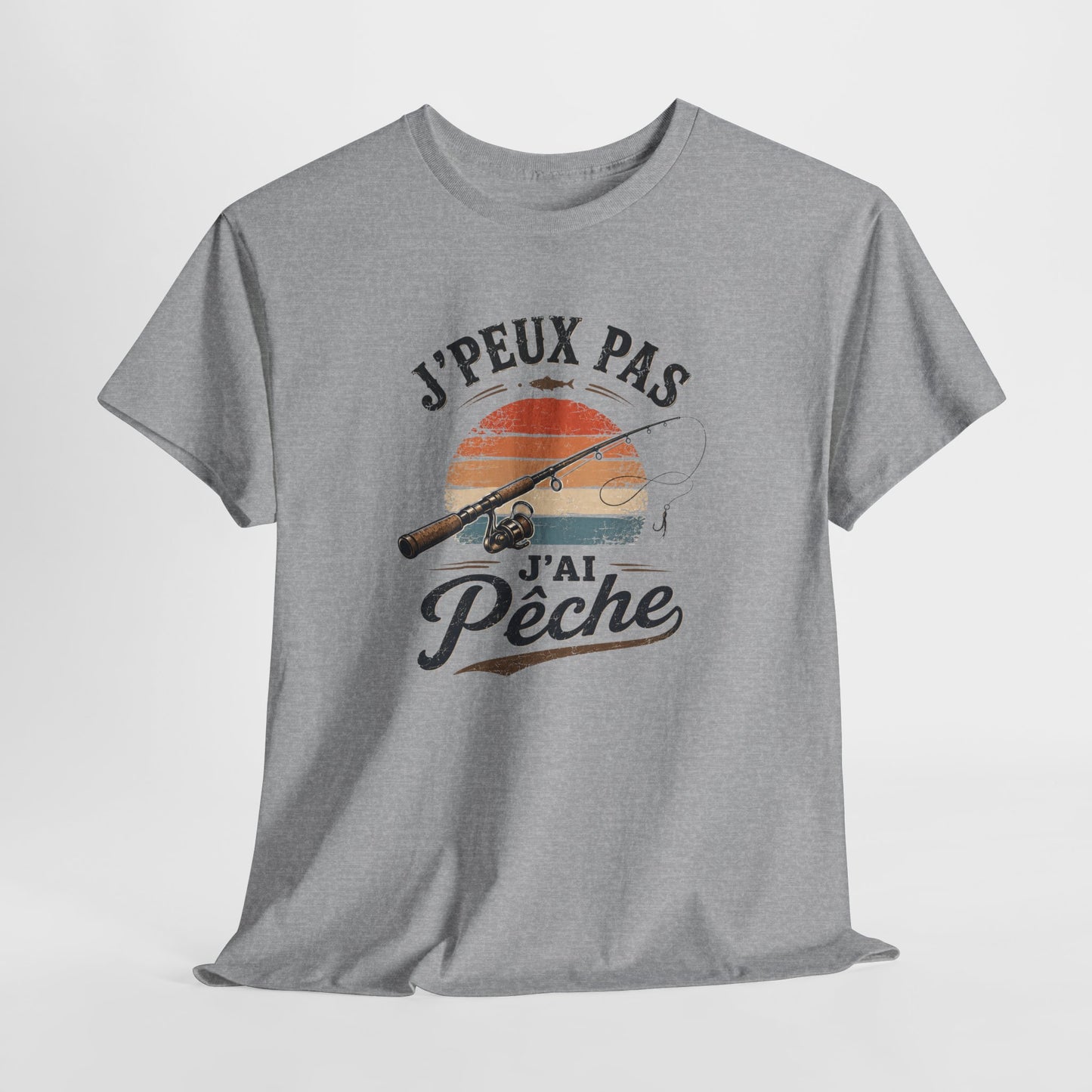 T-Shirt Pêche Humour Homme Femme – J’Peux Pas J’Ai Pêche – Tee Shirt Pêcheur Vintage