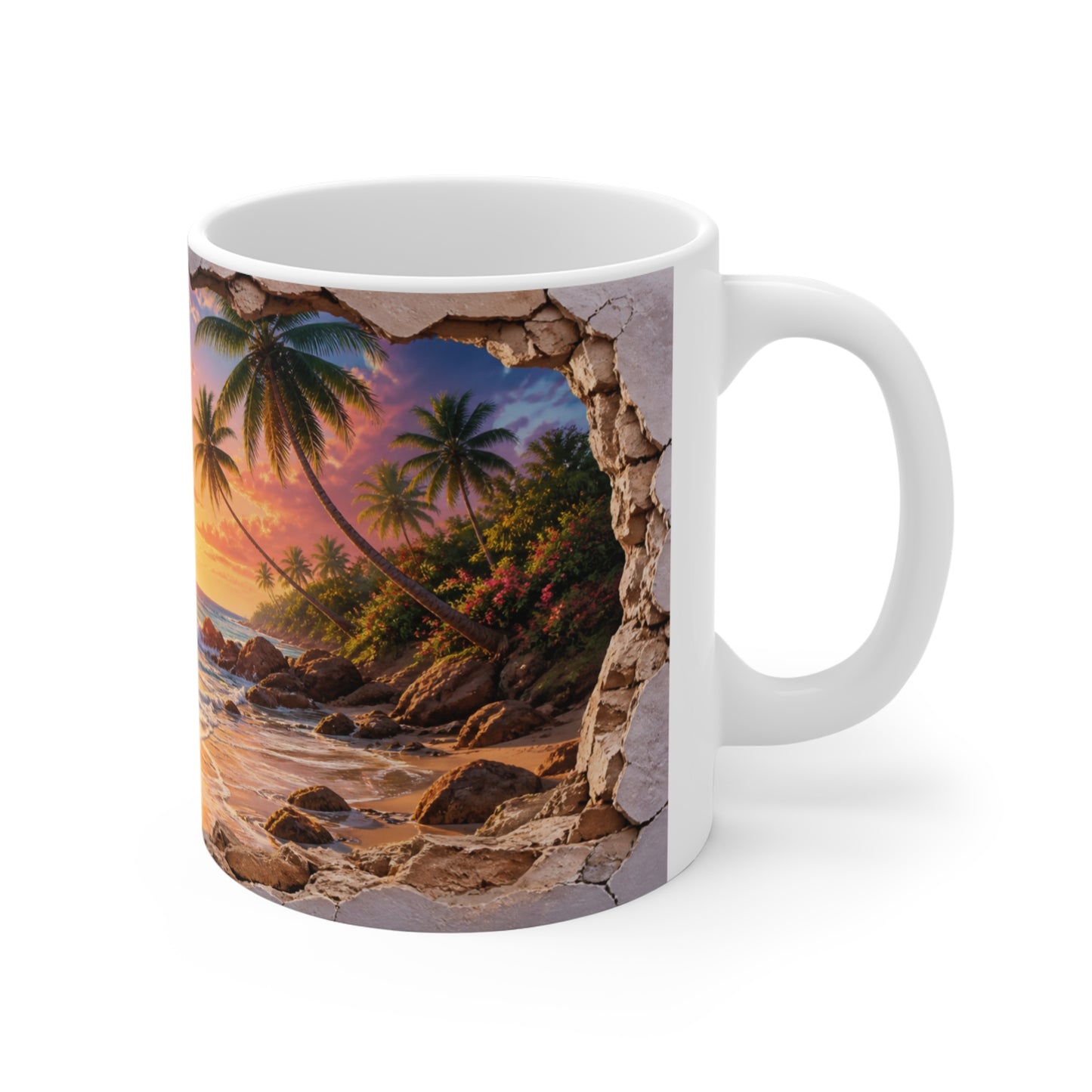 Tasse Plage Tropicale – Mug Paysage Paradis Exotique – Cadeau Voyage Homme Femme Enfant 325ml