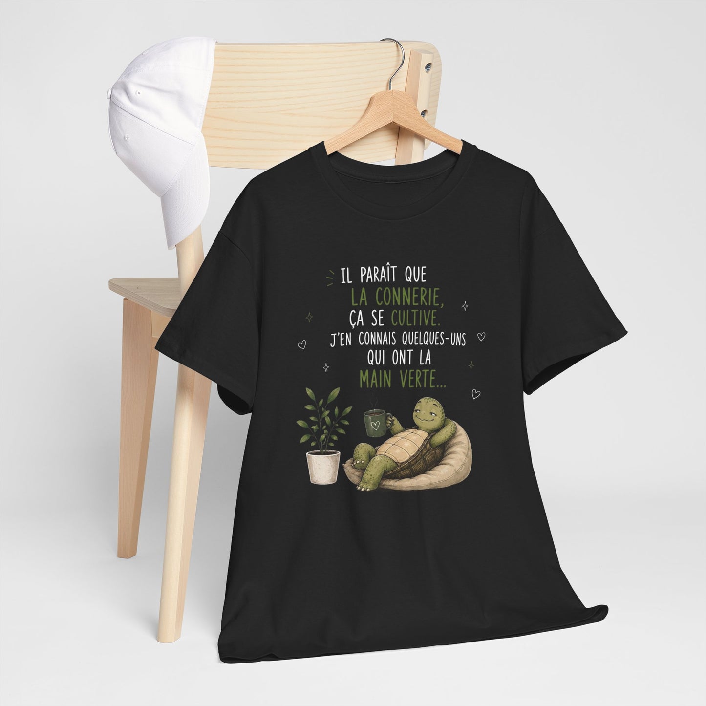 Tee-Shirt Humour Homme et Femme – Tortue Drôle Jardinage Main Verte – Idée Cadeau Original Animal Amusant Anniversaire