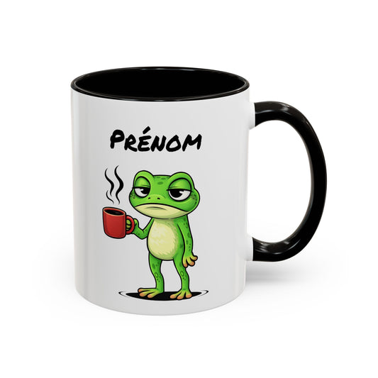 Mug Grenouille Fatiguée Personnalisable 325ml – Tasse Café Humour Animal Drôle Réveil Difficile Travail