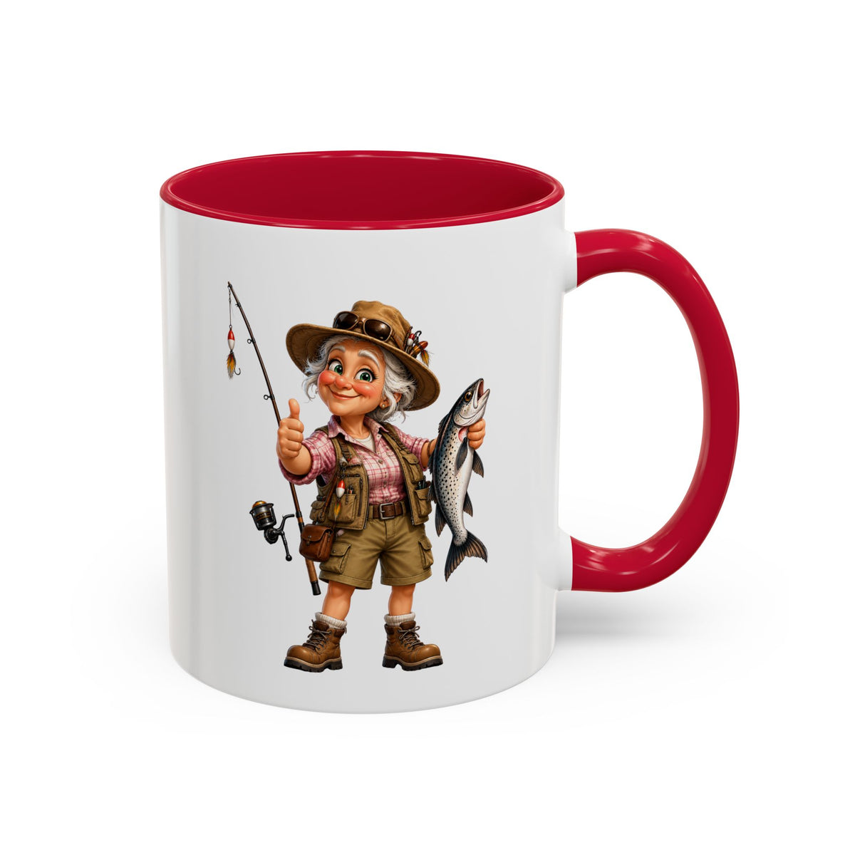 Mug Pêcheuse Femme – Tasse Passion Pêche avec Poisson – Cadeau Original Femme – Amatrice de Pêche