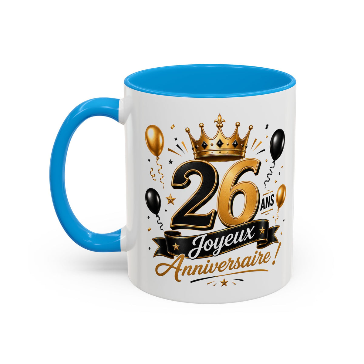 Mug Joyeux 26 Ans – Tasse Anniversaire 26 Ans – Cadeau Original pour Femme Homme – Idée Cadeau 26e Anniversaire Noir Bleu Rouge