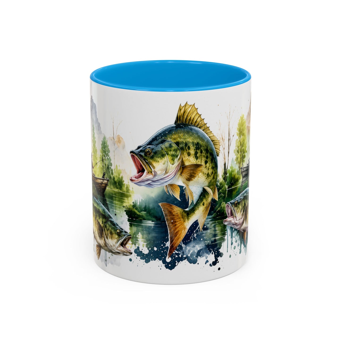 Tasse Pêche Black Bass – Mug Pêcheur Vintage Aquarelle – Cadeau Passion Pêche Homme 325ml