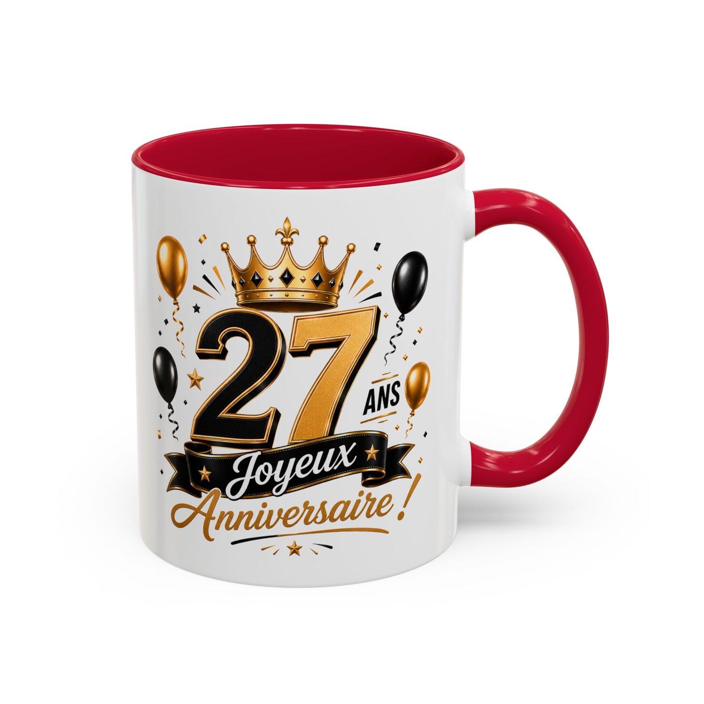 Mug Joyeux 27 Ans – Tasse Anniversaire 27 Ans – Cadeau Original pour Femme Homme – Idée Cadeau 27e Anniversaire Noir Bleu Rouge