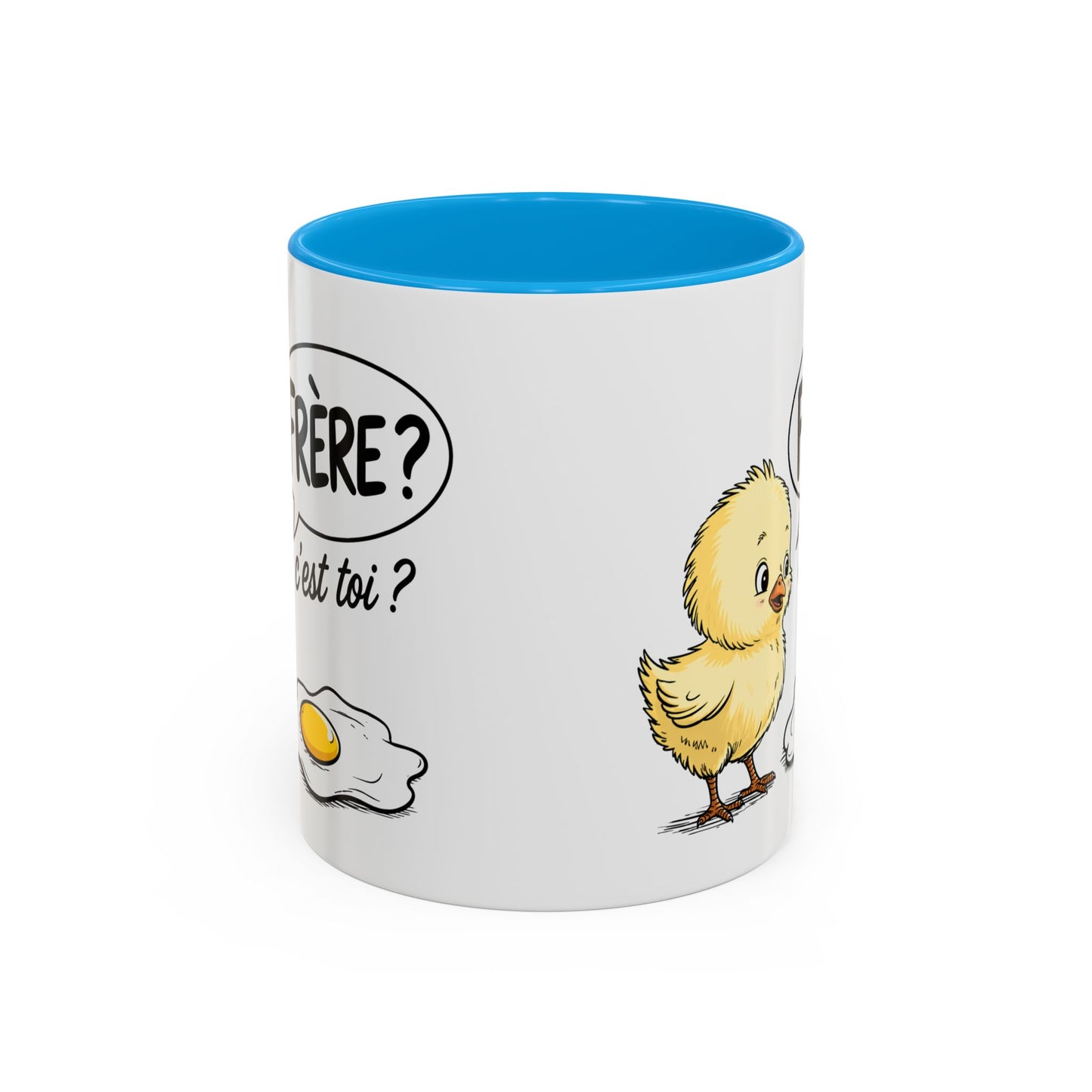 Mug Humour Poussin Œuf – Tasse Blague Frère C’est Toi – Cadeau Drôle Fun Original – Céramique 325ml Noir Bleu Rouge