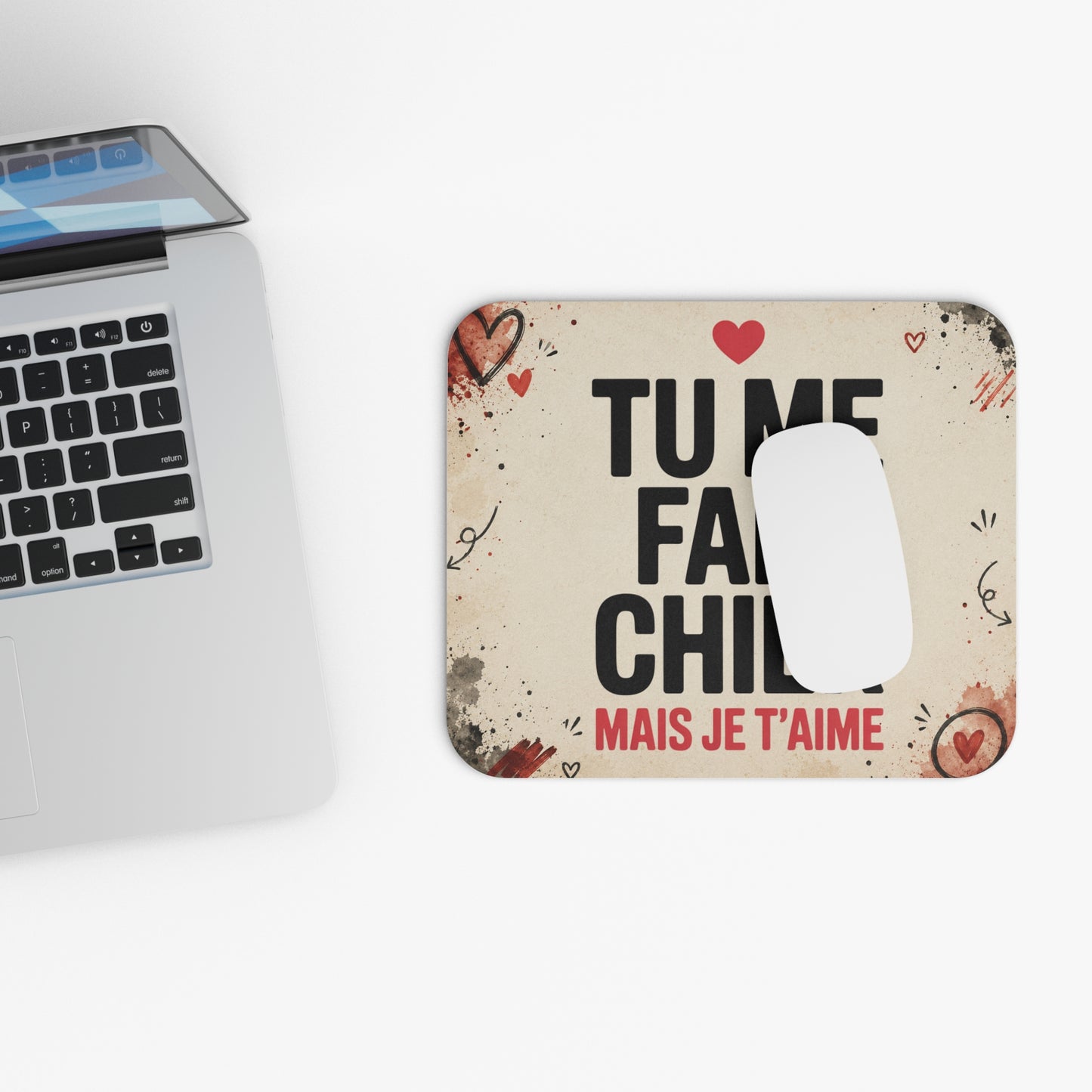 Tapis de Souris 22x18cm Tu Me Fais Chier Mais Je T'Aime Cadeau Humour Homme Femme Amour Couple Amitié Bureau Gaming