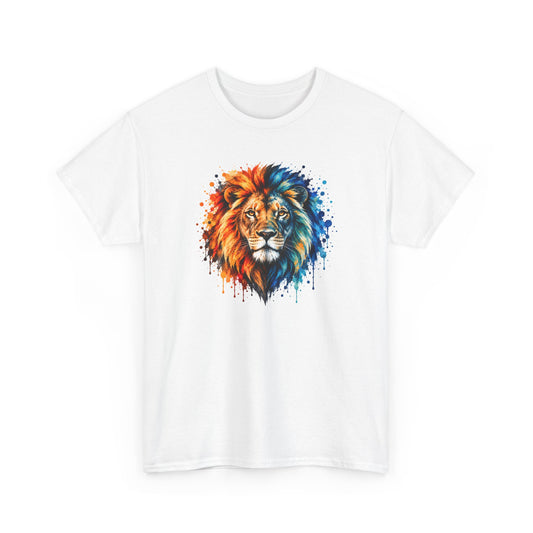 Tee Shirt Lion Coloré Homme Femme – T-Shirt Lion Majestueux Style Aquarelle Multicolore – Cadeau Amoureux des Lions et Animaux Sauvages
