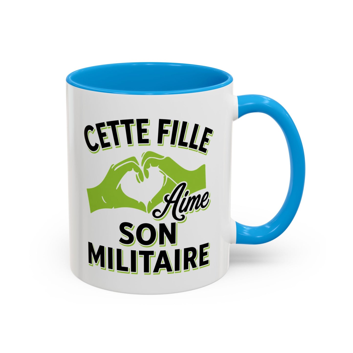 Mug Femme de Militaire – Tasse Amour Couple Armée – Cadeau pour Femme Compagne Amoureuse d’un Militaire Noir Bleu Rouge