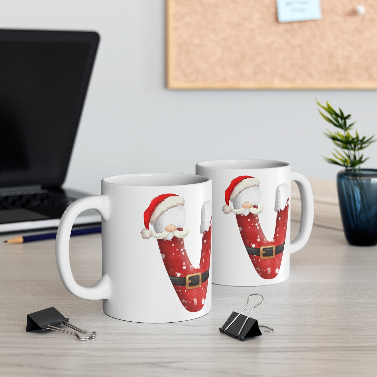 Mug de Noël avec Initiale "V" pour enfant et adulte