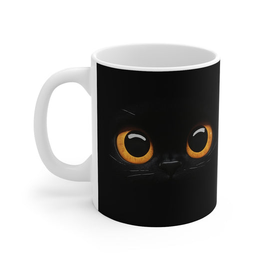 Mug Design Chat Noir 325ml – Tasse Céramique avec Chat Noir Enveloppant – Cadeau Original pour Amoureux des Chats