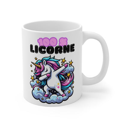 Mug "100% Licorne" – Tasse Céramique 325ml avec Licorne qui Dab – Cadeau Fantaisie