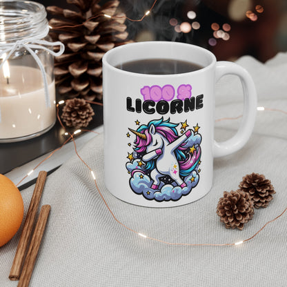 Mug "100% Licorne" – Tasse Céramique 325ml avec Licorne qui Dab – Cadeau Fantaisie