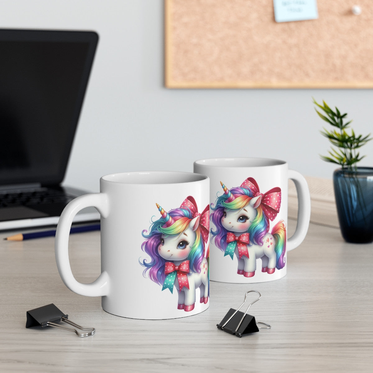 Mug Licorne Adorable avec Ruban Arc-en-Ciel – Tasse Céramique 325ml – Cadeau Magique