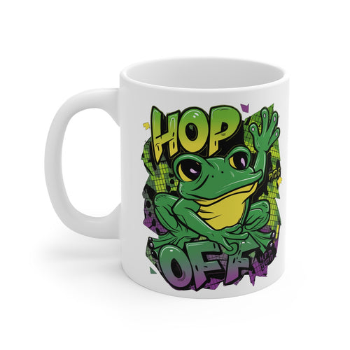 Mug "Hop Off" avec Grenouille – Tasse Céramique 325ml – Cadeau Amusant pour Fans de Grenouilles et Humour