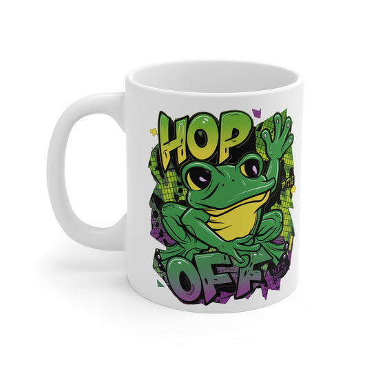 Mug "Hop Off" avec Grenouille – Tasse Céramique 325ml – Cadeau Amusant pour Fans de Grenouilles et Humour