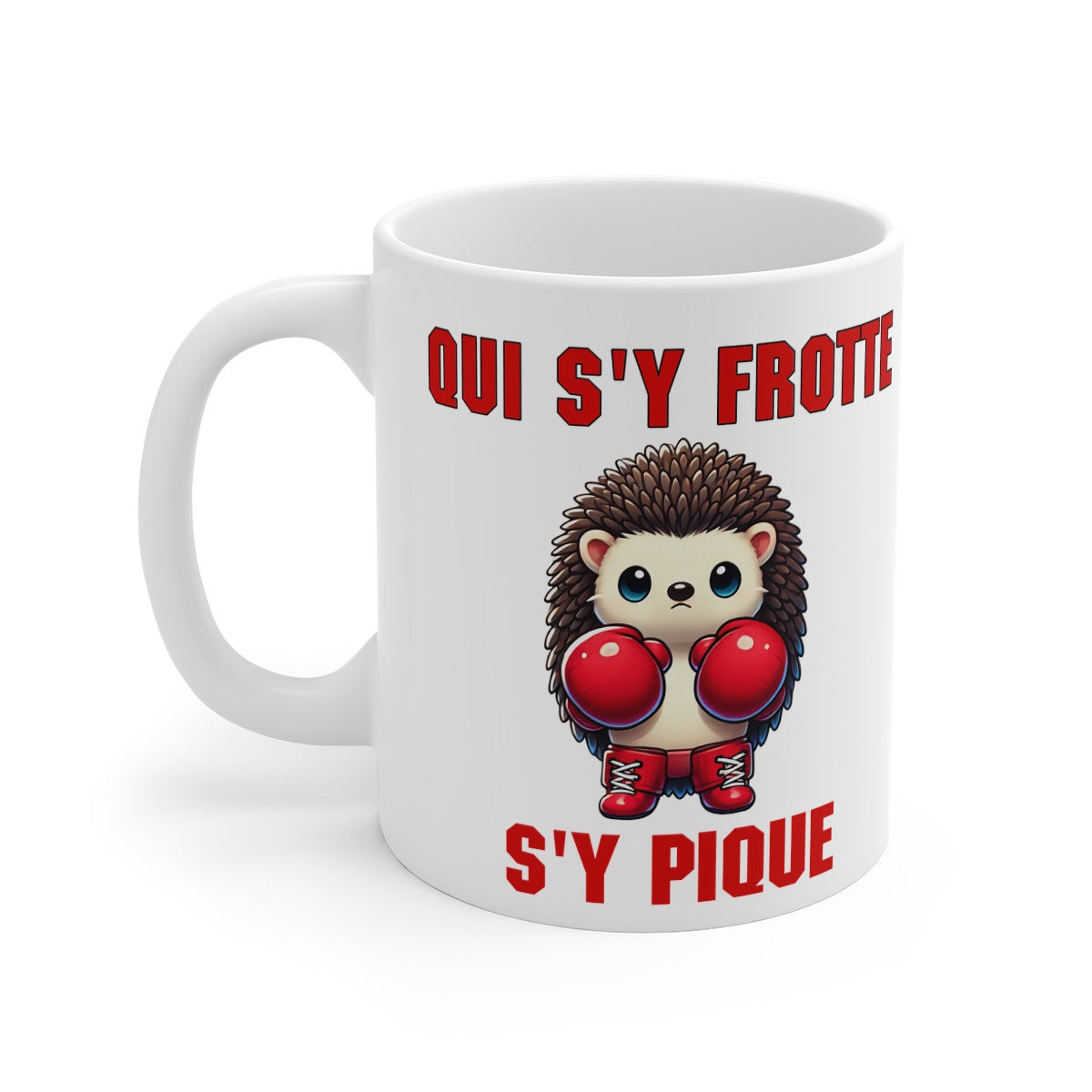 Mug "Qui s'y frotte s'y pique" avec Hérisson Boxeur Cadeau Fun et Original