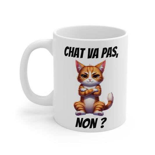 Mug "Chat va pas non ?" avec Chat  – Tasse Céramique 325ml – Cadeau Humour