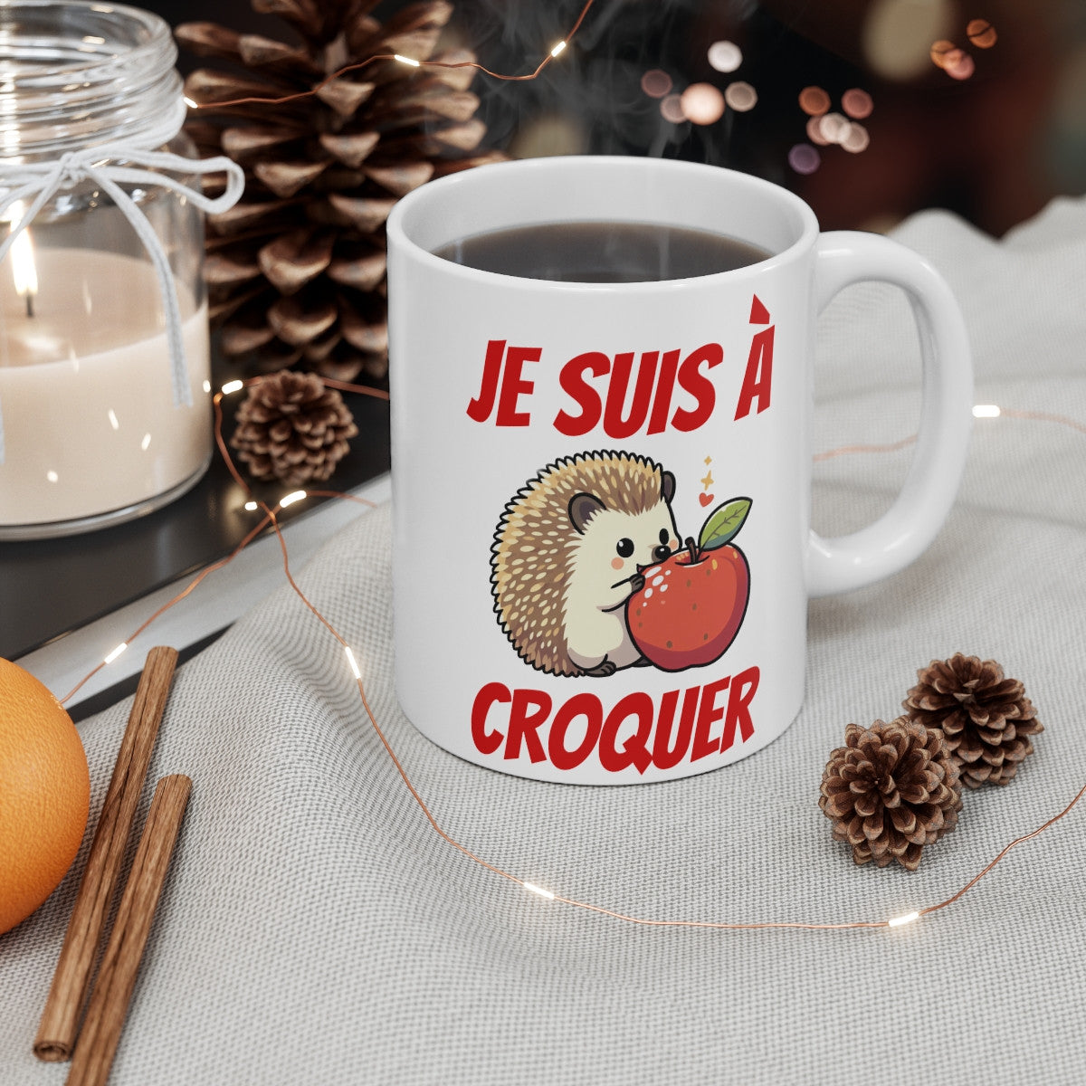 Mug "Je suis à croquer" avec Hérisson – Tasse Céramique 325ml – Cadeau Mignon et Humour