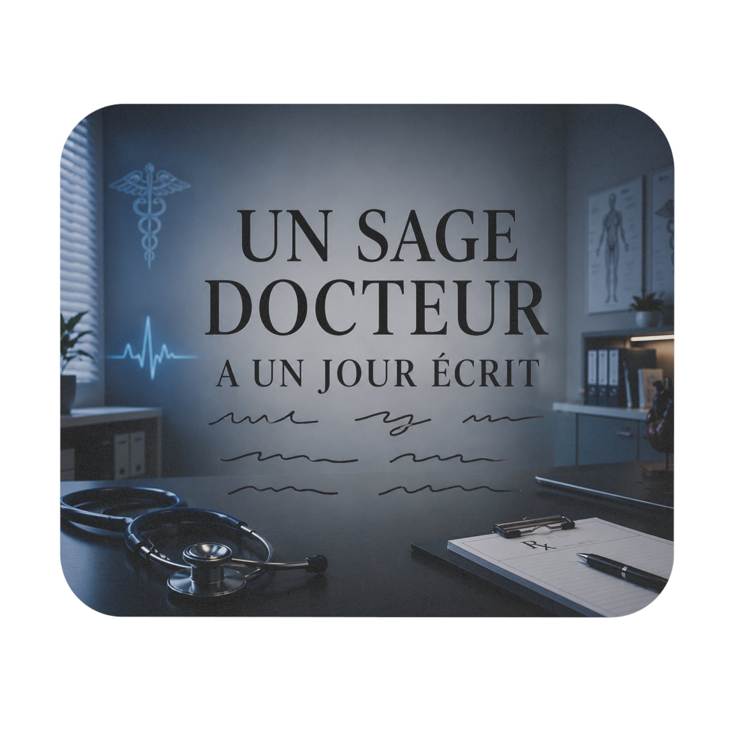 Tapis de Souris Un Sage Docteur A Un Jour Écrit – Cadeau Médecin Original – Accessoire Bureau Cabinet Médical Homme Femme