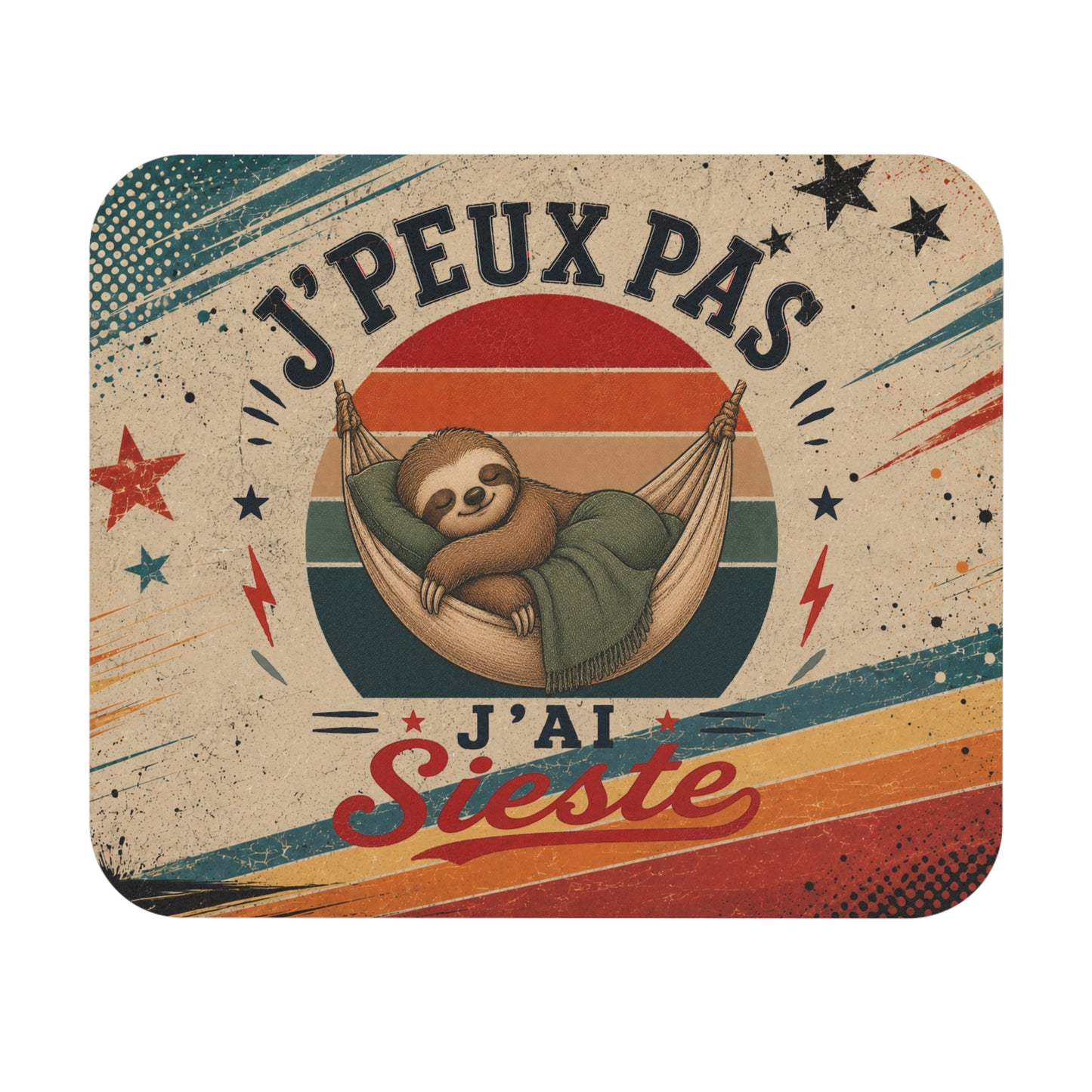 Tapis de Souris J'Peux Pas J'ai Sieste Vintage – Cadeau Humour Homme et Femme – Accessoire Bureau Gamer Paresseux Original