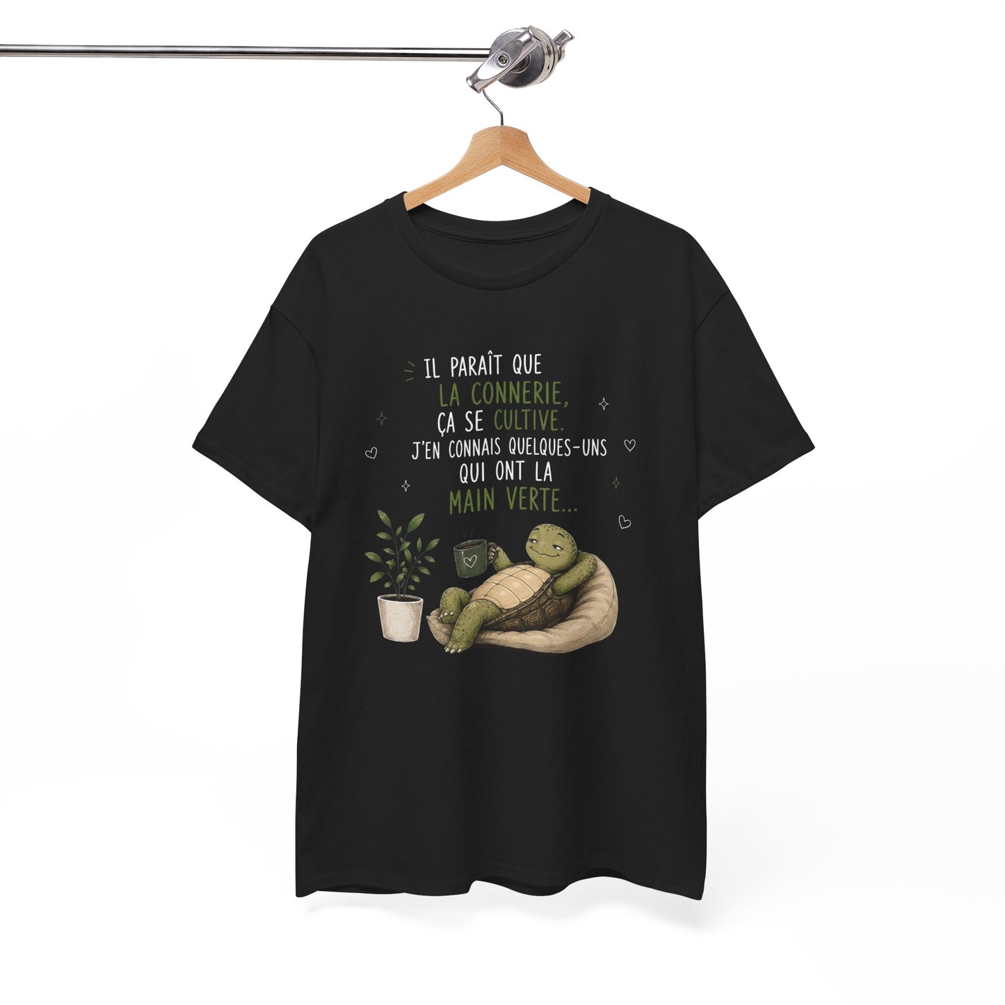 Tee-Shirt Humour Homme et Femme – Tortue Drôle Jardinage Main Verte – Idée Cadeau Original Animal Amusant Anniversaire
