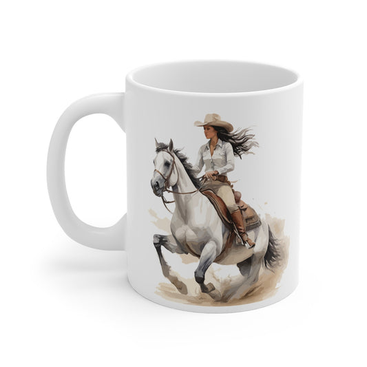 Mug Cavalière en Plein Galop – Tasse Céramique 325ml avec Design Western – Cadeau Passion Équitation et Aventure