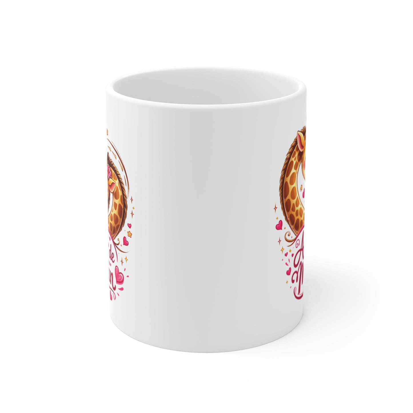 Mug Amour de Maman – Tasse Girafes Mignonnes en Forme de Cœur – Cadeau Fête des Mères Anniversaire