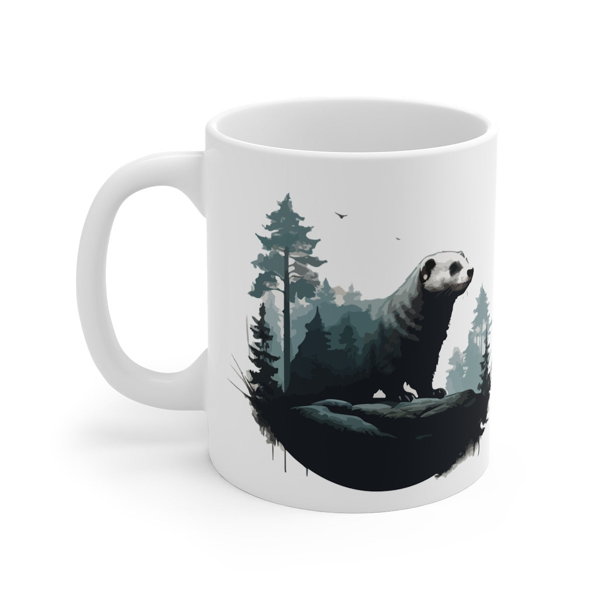 Mug Blaireau dans la Forêt – Tasse Céramique 325ml avec Design Nature – Cadeau Passion Animaux et Aventure Sauvage