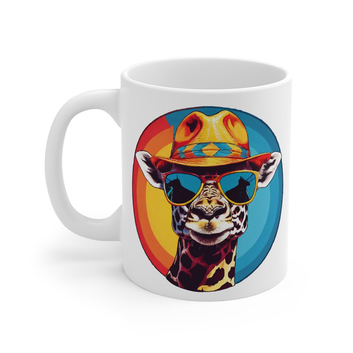 Mug Girafe Cool avec Lunettes et Chapeau – Tasse Céramique 325ml avec Design Fun et Coloré – Cadeau Humour et Style