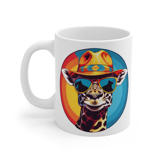 Mug Girafe Cool avec Lunettes et Chapeau – Tasse Céramique 325ml avec Design Fun et Coloré – Cadeau Humour et Style