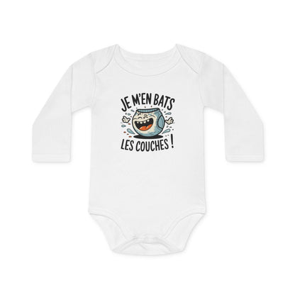 Body bébé "Je m'en bats les couches" - 100% coton, drôle