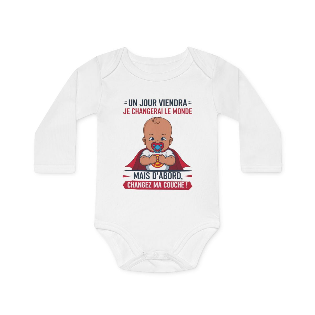 Body bébé "Changez ma couche" - Design humoristique, 100% coton