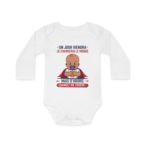 Body bébé "Changez ma couche" - Design humoristique, 100% coton