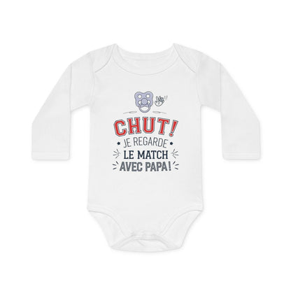 Body bébé "Chut! Je regarde le match avec papa" - 100% coton